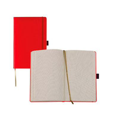 Notizbuch Q22 25-757, Tucson, rot, A6, kariert, 80g, 96 Blatt / 192 Seiten