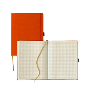 Notizbuch Q28 25-446, Tucson, orange, A4, kariert, 80g, 120 Blatt / 240 Seiten