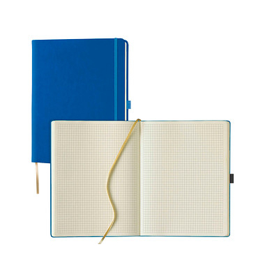 Notizbuch Q28 25-914, Tucson, blau, A4, kariert, 80g, 120 Blatt / 240 Seiten