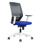 B&uuml;rostuhl Blanca, blau/schwarz / wei&szlig;, mit Armlehnen, bis 125kg, ohne Kopfst&uuml;tze