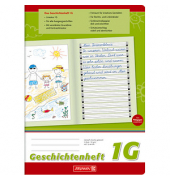 Geschichtenheft 10-44991, Lineatur 1G / Schreiblern-Lineatur, A4, 90g, grün/rot, 16 Blatt / 32 Seiten