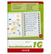 Geschichtenheft 10-45991, Lineatur 1G / Schreiblern-Lineatur, A5, 90g, grün/rot, 16 Blatt / 32 Seiten