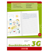 Geschichtenheft 10-4499103, Lineatur 3G / Schreiblern-Lineatur, A4, 90g, grün/rot, 16 Blatt / 32 Seiten