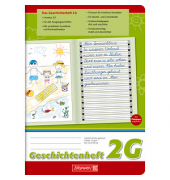 Geschichtenheft 10-4599102, Lineatur 2G / Schreiblern-Lineatur, A5, 90g, grün/rot, 16 Blatt / 32 Seiten