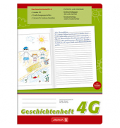Geschichtenheft 10-4499104, Lineatur 4G / Schreiblern-Lineatur, A4, 90g, grün/rot, 16 Blatt / 32 Seiten