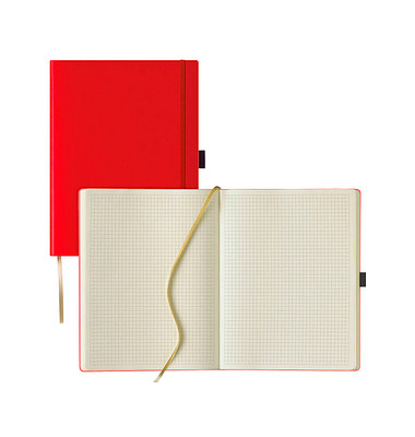 Notizbuch Q28 25-757, rot, A4, kariert, 80g, 120 Blatt / 240 Seiten