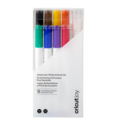 cricut™ Joy Aquarellstifte & -pinsel farbsortiert (grün, blau, violett, rot, schwarz, braun, gelb, orange),