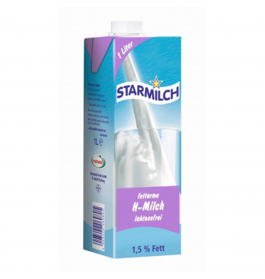 06980 H-Milch STARMILCH 1,5% Fett, laktosefrei, 1l, Tetrapack