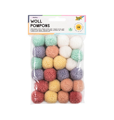 folia Pompons farbsortiert Pastell Ø 3,0 cm