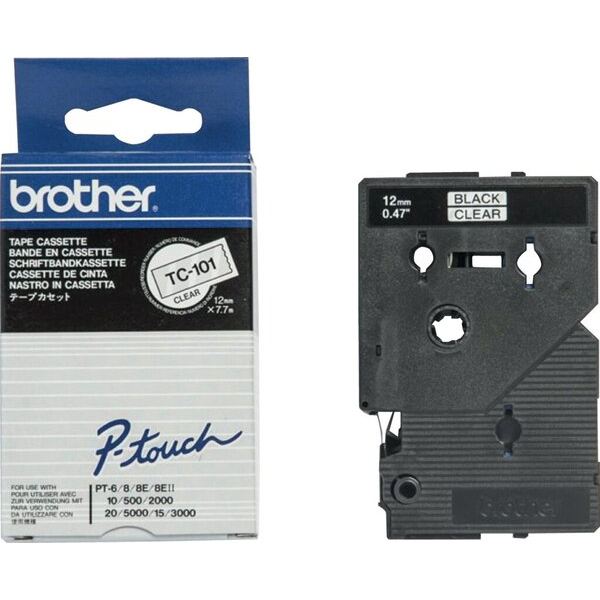 4977766050500 - Schriftband P-Touch12mm 77 m farblos  blau laminiert 4977766050500 Brother