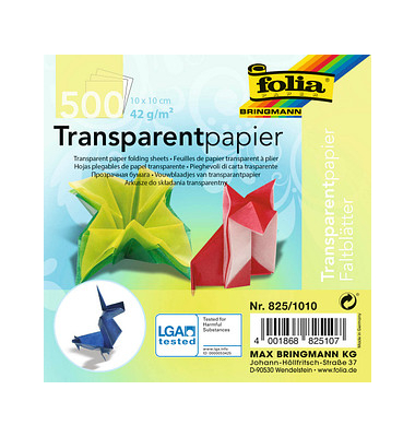 Faltblätter transparent 10 x 10 cm mehrfarbig Faltblätter