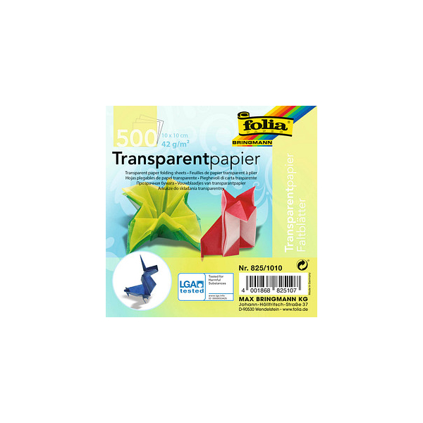 4001868825107 - Faltblätter transparent 10 x 10 cm mehrfarbig 4001868825107 folia 500 Blatt 4001868825107 - Faltblätter transparent 10 x 10 cm mehrfarbig 4001868825107 folia 500 Blatt