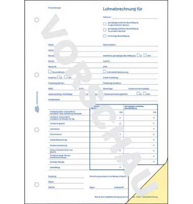 Lohnabrechnung Minijob, selbstdurch- schreibend, DIN A4, 2 x 40 Blatt