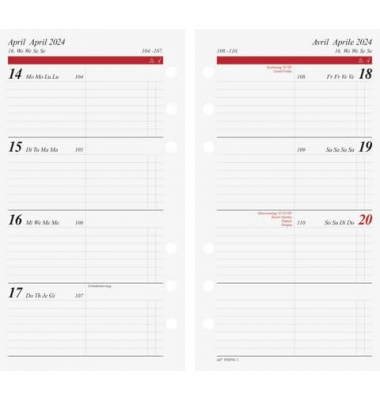 Kalendereinlage 7066910005, Timing 2, 1 Woche / 2 Seiten, 93x172mm (A6), 2025