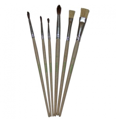 Pinselset &Ouml;KO, 5340201-70, Gr&ouml;&szlig;en sortiert, 2x flache & 4x runde Spitze