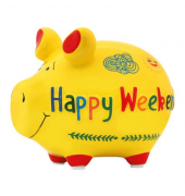 Spardose Schwein (klein) 101878 , "Happy Weekend"