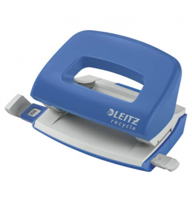 B&uuml;rolocher NeXXt Recycle Mini 5010-00-35, blau, bis 1mm 10 Blatt, mit Anschlagschiene