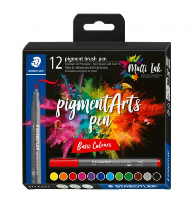 Pigmentliner-Set Arts Basic, 371 C12-1, grau (Schreibfarbe: 12-farbig sortiert), variable Linienbreiten