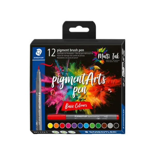 4007817096994 - 371 C12-1 Pigmentlineretui 12ST Brush sortiert 4007817096994 STAEDTLER 12 Stück