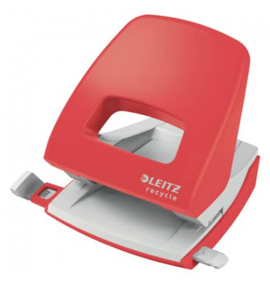 B&uuml;rolocher NeXXt Recycle 5003-00-25, rot, bis 3mm 30 Blatt, mit Anschlagschiene