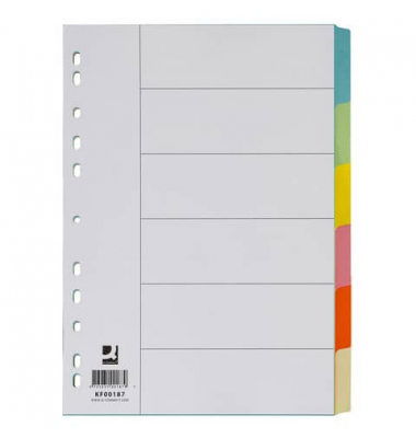 Kartonregister KF00187, 6-teilig blanko, A4, 175 g/m², farbige Taben, 6-teilig