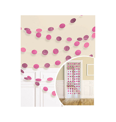 amscan Hängegirlanden Glitzer pink