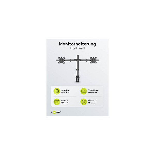 goobay Monitor-Halterung Fix 59394 schwarz für 2 Monitore