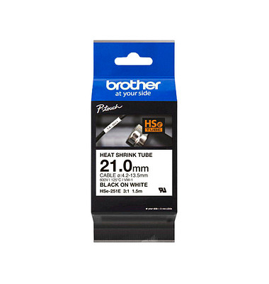 brother Schrumpfschlauch HSe-251E HSE251E, 21 mm schwarz auf weiß