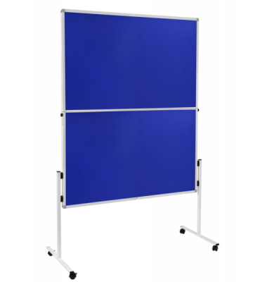 Moderationstafel ECONOMY 7-209400, 120x150cm, Filz (beidseitig), Rollen, pinnbar, klappbar, blau + blau