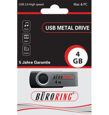 Speicherstick, USB 2.0 mit drehbarer Metall-Abdeckung