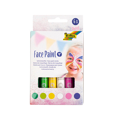 6 folia Sweet Kinderschmink-Set farbsortiert