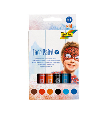 6 folia Wild Kinderschmink-Set farbsortiert