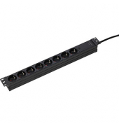 as-Schwabe 19 Zoll RACK 8-fach Steckdosenleiste für Serverschrank 3,0 m schwarz