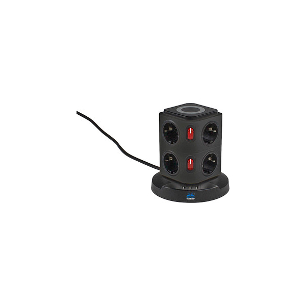 4011160182211 - QI-Wireless Ladestation 8-fach Steckdosenturm 20 m schwarz 4011160182211 as-Schwabe 4011160182211 - QI-Wireless Ladestation 8-fach Steckdosenturm 20 m schwarz 4011160182211 as-Schwabe