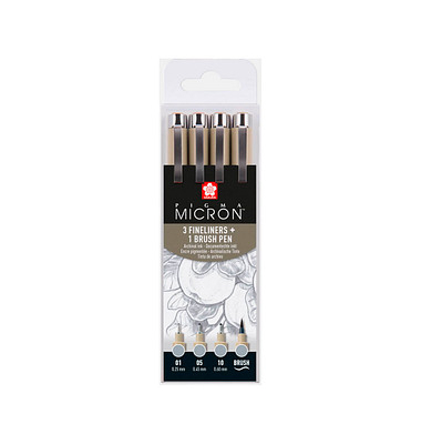 4 Sakura Pigma Micron Fineliner-Set farbsortiert 0,25 + 0,45 + 0,60 mm