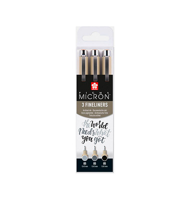 3 Sakura Pigma Micron Fineliner-Set farbsortiert 0,45 mm