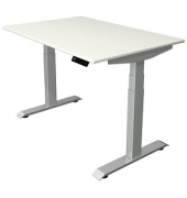 Sitz-Steh-Schreibtisch Move 4, elektrisch höhenverstellbar, 64-129cm (H), 120x80cm (BxT), rechteckig, weiß / silber