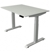 Sitz-Steh-Schreibtisch Move 4, elektrisch höhenverstellbar, 64-129cm (H), 120x80cm (BxT), rechteckig, lichtgrau / silber