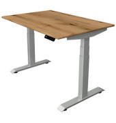Sitz-Steh-Schreibtisch Move 4, elektrisch höhenverstellbar, 64-129cm (H), 120x80cm (BxT), rechteckig, eiche / silber