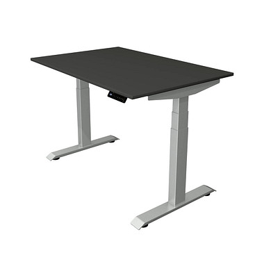 Sitz-Steh-Schreibtisch Move 4, elektrisch höhenverstellbar, 64-129cm (H), 120x80cm (BxT), rechteckig, anthrazit / silber