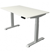 Sitz-Steh-Schreibtisch Move 4, elektrisch höhenverstellbar, 64-129cm (H), 140x80cm (BxT), rechteckig, weiß / silber