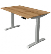 Sitz-Steh-Schreibtisch Move 4, elektrisch höhenverstellbar, 64-129cm (H), 140x80cm (BxT), rechteckig, eiche / silber