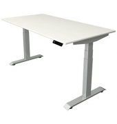 Sitz-Steh-Schreibtisch Move 4, elektrisch höhenverstellbar, 64-129cm (H), 160x80cm (BxT), rechteckig, weiß / silber