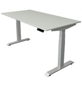 Sitz-Steh-Schreibtisch Move 4, elektrisch höhenverstellbar, 64-129cm (H), 160x80cm (BxT), rechteckig, lichtgrau / silber
