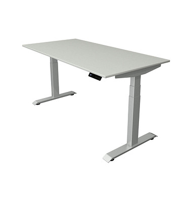 Sitz-Steh-Schreibtisch Move 4, elektrisch höhenverstellbar, 64-129cm (H), 160x80cm (BxT), rechteckig, lichtgrau / silber