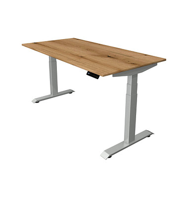 Sitz-Steh-Schreibtisch Move 4, elektrisch höhenverstellbar, 64-129cm (H), 160x80cm (BxT), rechteckig, eiche / silber