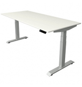 Sitz-Steh-Schreibtisch Move 4, elektrisch höhenverstellbar, 64-129cm (H), 180x80cm (BxT), rechteckig, weiß / silber