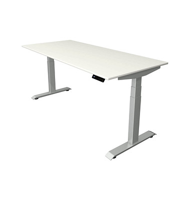 Sitz-Steh-Schreibtisch Move 4, elektrisch höhenverstellbar, 64-129cm (H), 180x80cm (BxT), rechteckig, weiß / silber