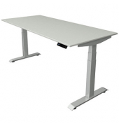 Sitz-Steh-Schreibtisch Move 4, elektrisch höhenverstellbar, 64-129cm (H), 180x80cm (BxT), rechteckig, lichtgrau / silber