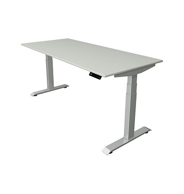 Sitz-Steh-Schreibtisch Move 4, elektrisch höhenverstellbar, 64-129cm (H), 180x80cm (BxT), rechteckig, lichtgrau / silber